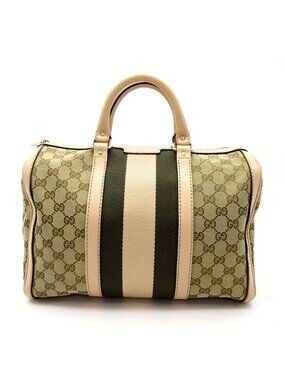Gucci 2-Way Mini Boston Bag GG Canvas Leather Beige